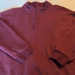 Like New Mens Polo Ralph Lauren Burgundy Maroon Red Mockneck Fleece Pullover 4XB